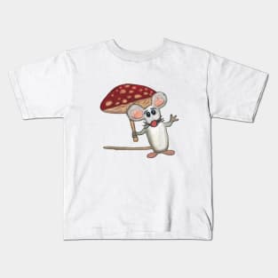 Mouse with Mushroom Umbrella Kids T-Shirt